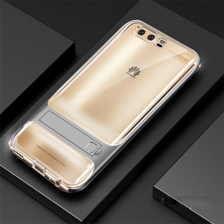 Elegance Sieres TPU + PC Hybrid Kickstand Back Case for Huawei P10 - Grey-1