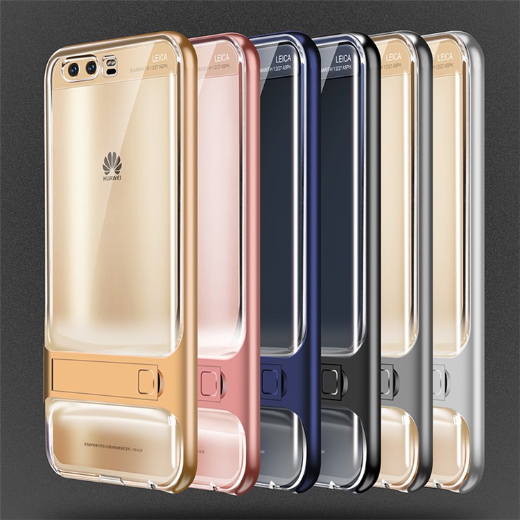 Elegance Sieres TPU + PC Hybrid Kickstand Back Case for Huawei P10 - Grey-2