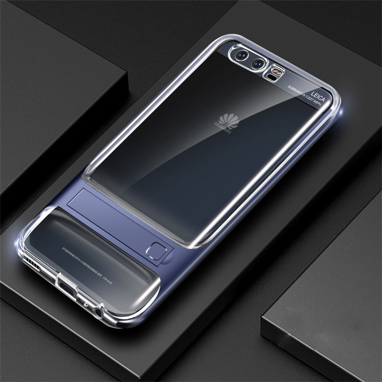 For Huawei P10 Elegance Sieres TPU + PC Hybrid Kickstand Back Case - Blue-1