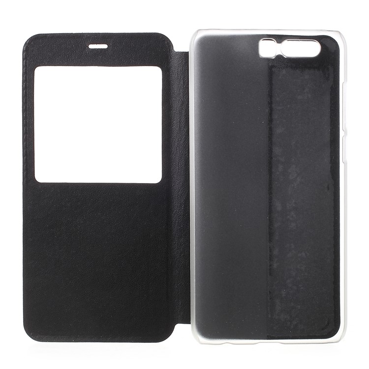 For Huawei Honor 9 Flip Leather Cover Case with View Window - Black-6