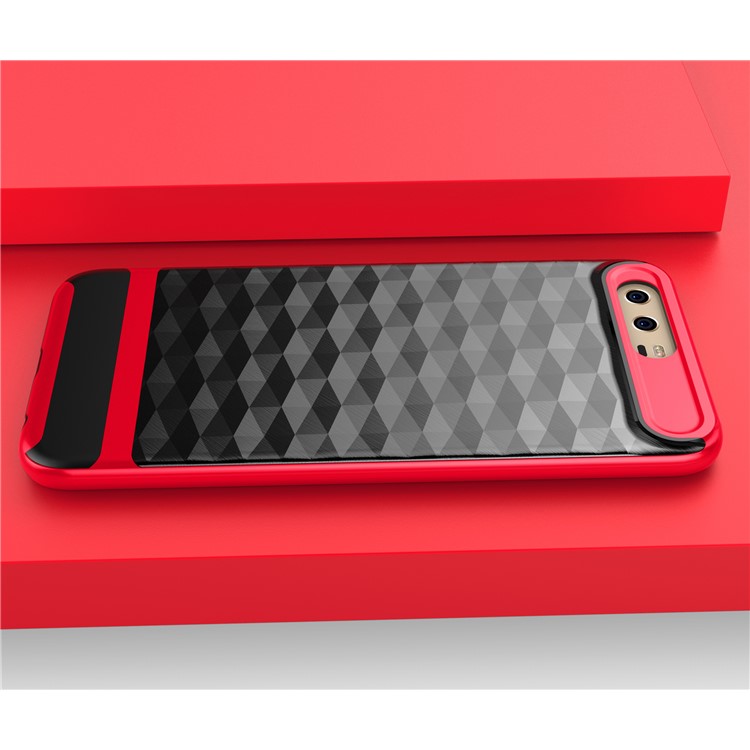Rhombus TPU + PC Hybrid 2-in-1 Casing for Huawei P10 - Red-3