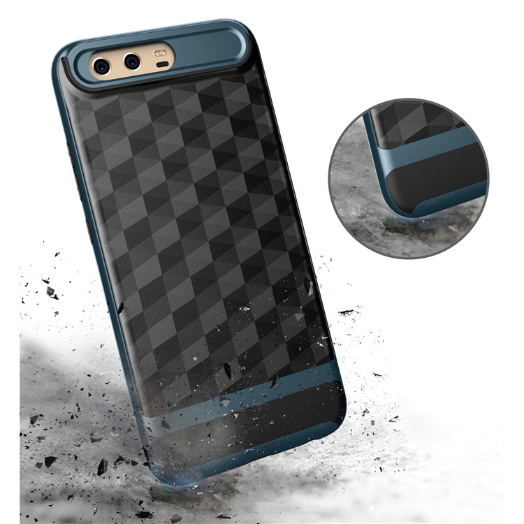 For Huawei P10 Rhombus TPU + PC Hybrid 2-in-1 Case Shell - Blue-2