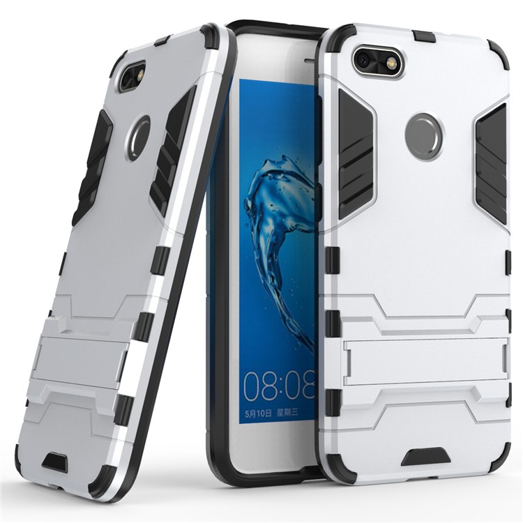 Cool Plastic TPU Hybrid Mobile Casing with Kickstand for Huawei P9 lite mini / Enjoy 7 / Y6 Pro (2017) - White-1