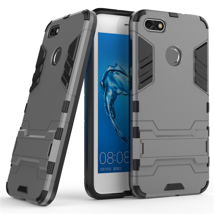 Cool Plastic TPU Hybrid Mobile Case with Kickstand for Huawei P9 lite mini / Enjoy 7 / Y6 Pro (2017) - Grey-1