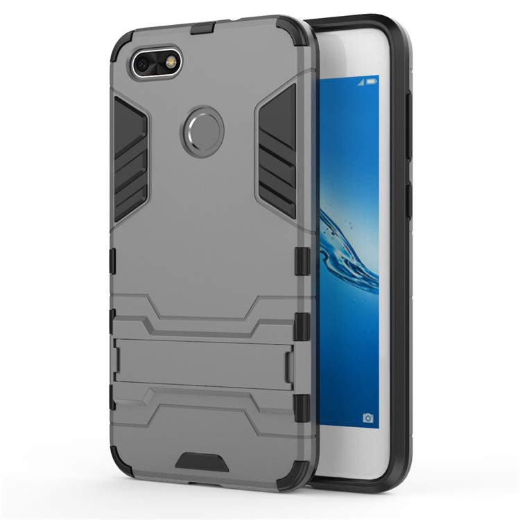 Cool Plastic TPU Hybrid Mobile Case with Kickstand for Huawei P9 lite mini / Enjoy 7 / Y6 Pro (2017) - Grey-2