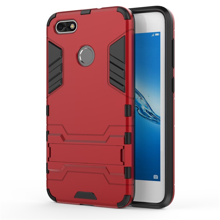 Cool Plastic TPU Hybrid Mobile Shell with Kickstand for Huawei P9 lite mini / Enjoy 7 / Y6 Pro (2017) - Red-2