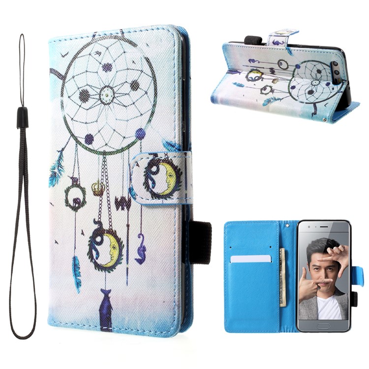 Pattern Printed Wallet Leather Stand Shell with Strap for Huawei Honor 9 - Dream Catcher-1
