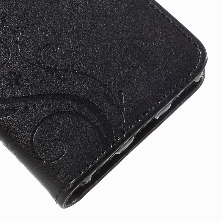 Imprint Butterfly Flower Leather Wallet Case for Huawei Y5 (2017) / Y6 (2017) - Black-8