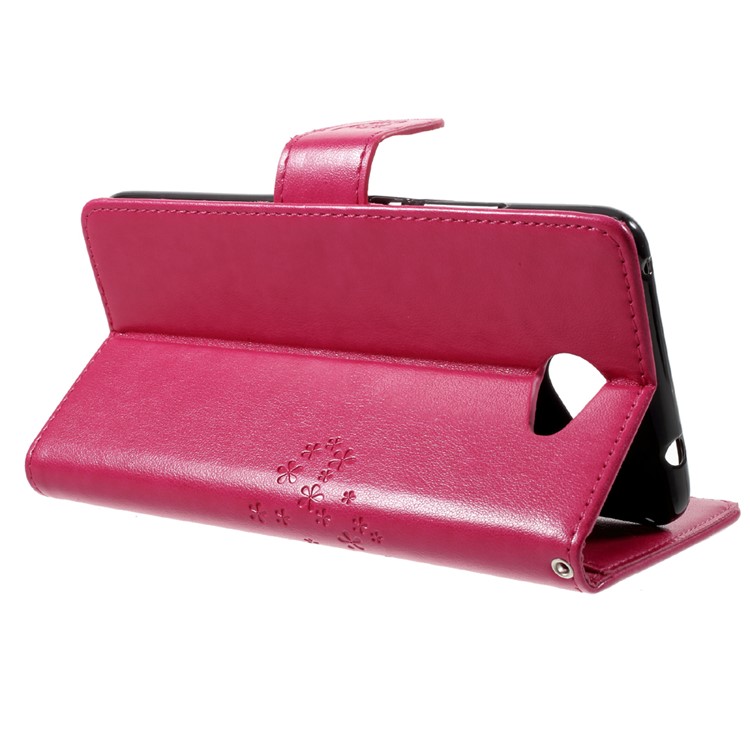 Imprint Tree Owl PU Leather Wallet Stand Phone Cover for Huawei Y7 (2017) - Rose-4