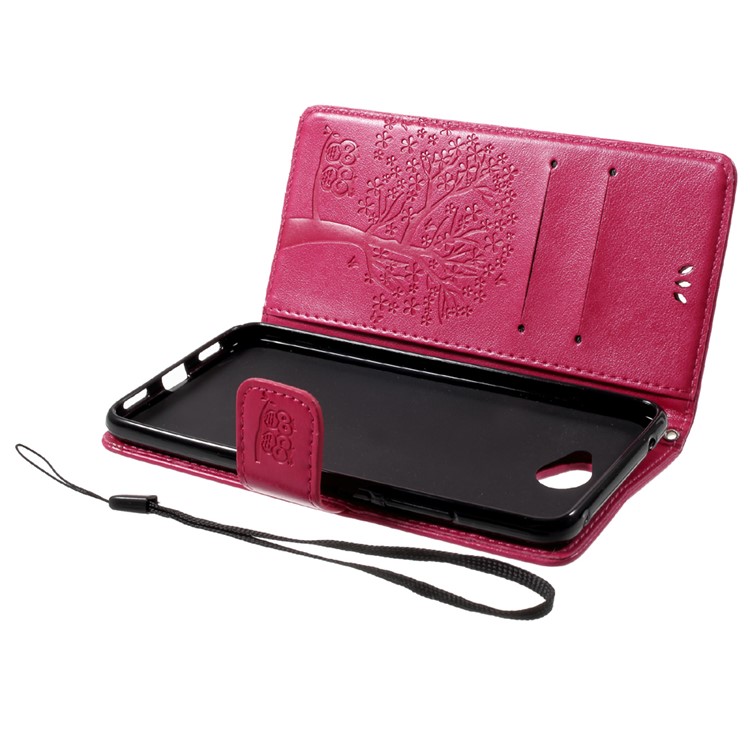 Imprint Tree Owl PU Leather Wallet Stand Phone Cover for Huawei Y7 (2017) - Rose-5