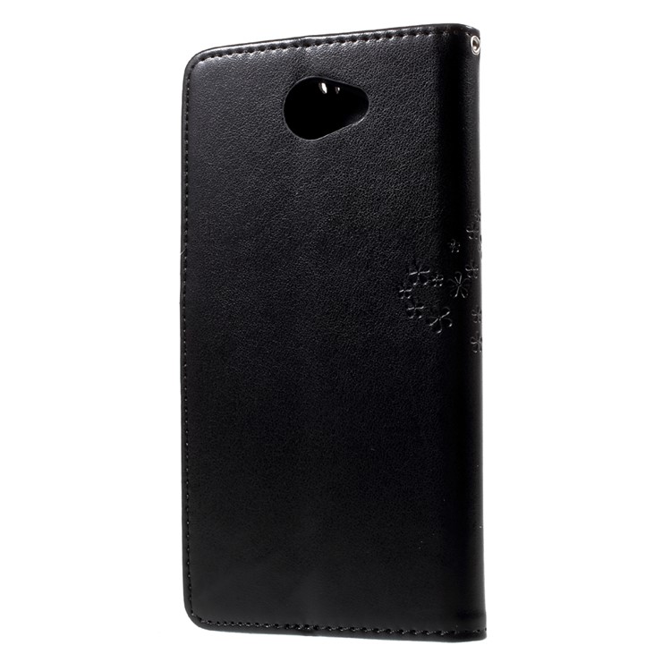 Imprint Tree Owl PU Leather Wallet Magnetic Phone Shell for Huawei Y7 (2017) - Black-2