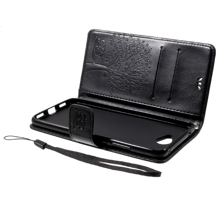 Imprint Tree Owl PU Leather Wallet Magnetic Phone Shell for Huawei Y7 (2017) - Black-6