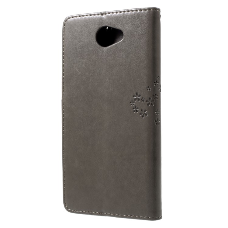 Imprint Tree Owl PU Leather Wallet Flip Stand Cell Phone Case for Huawei Y7 (2017) - Grey-2