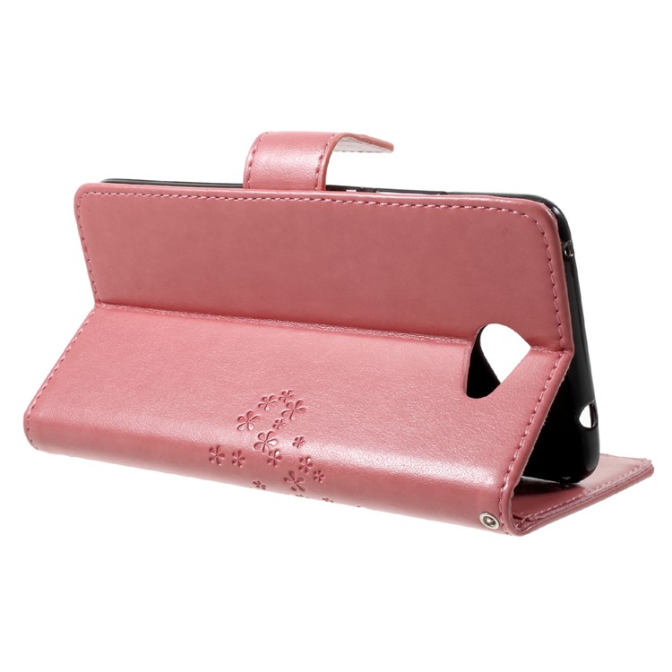 Imprint Tree Owl Wallet Stand Leather Mobile Phone Cover for Huawei Y7 (2017) - Pink-4