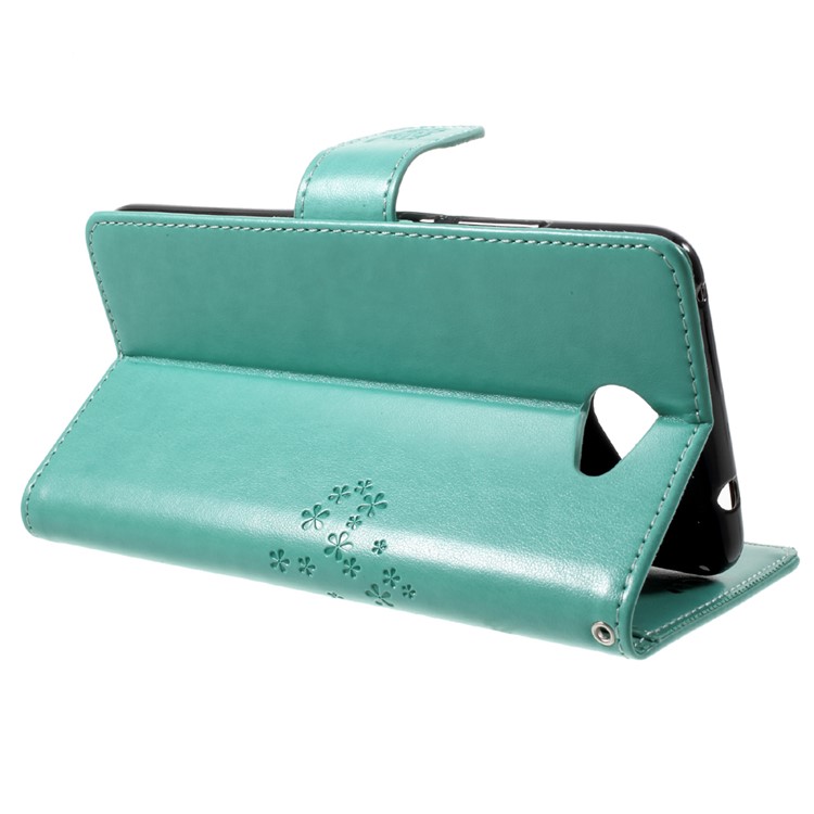Imprint Tree Owl Leather Magnetic Wallet Mobile Phone Cover with Stand for Huawei Y7 (2017) - Green-4