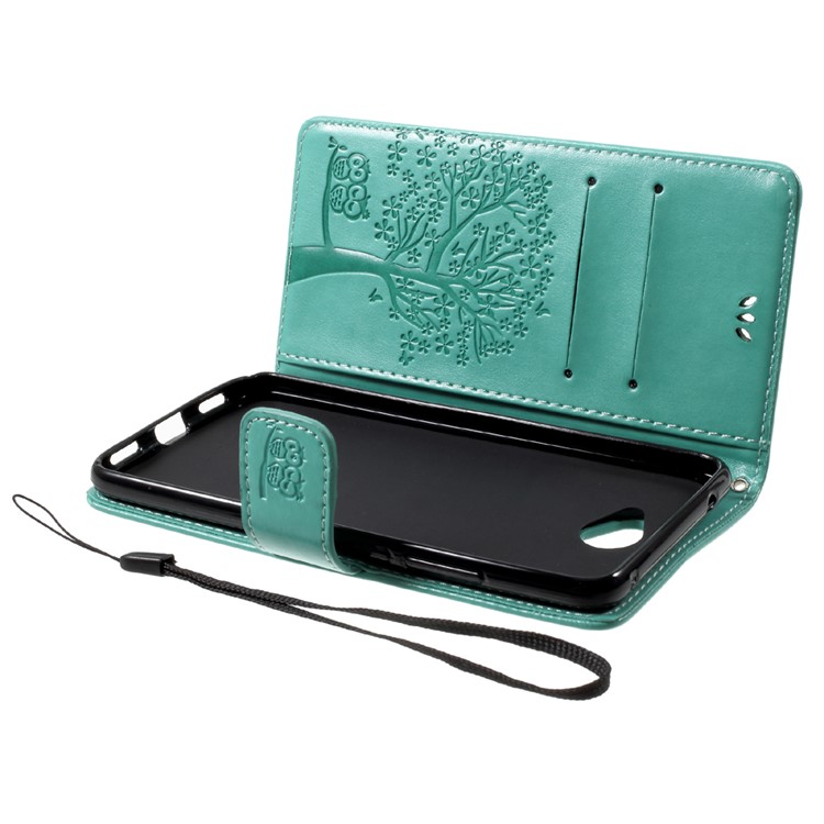 Imprint Tree Owl Leather Magnetic Wallet Mobile Phone Cover with Stand for Huawei Y7 (2017) - Green-5
