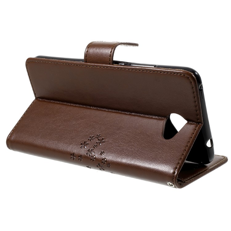 Imprint Tree Owl Stand Leather Wallet Mobile Phone Case Accessory for Huawei Y7 (2017) - Brown-4