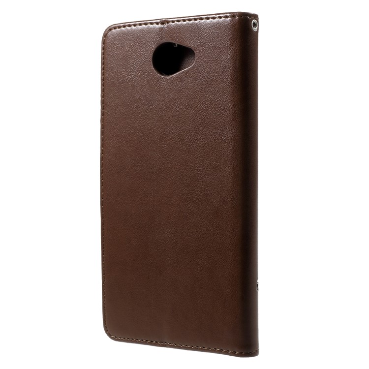Imprint Butterfly Flower Stand Wallet Leather Cover Shell for Huawei Y7 (2017) - Brown-2