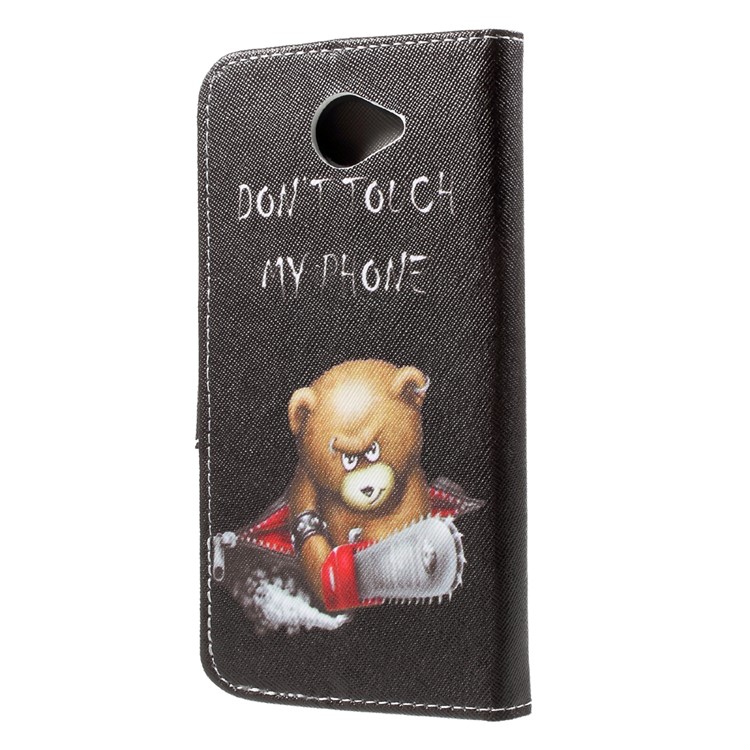 Pattern Printing Wallet Leather Case for Huawei Y7 (2017) - Do Not Touch My Phone and Bear-2
