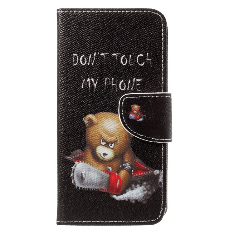 Pattern Printing Wallet Leather Case for Huawei Y7 (2017) - Do Not Touch My Phone and Bear-3