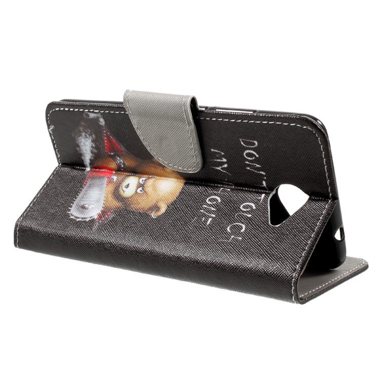 Pattern Printing Wallet Leather Case for Huawei Y7 (2017) - Do Not Touch My Phone and Bear-4