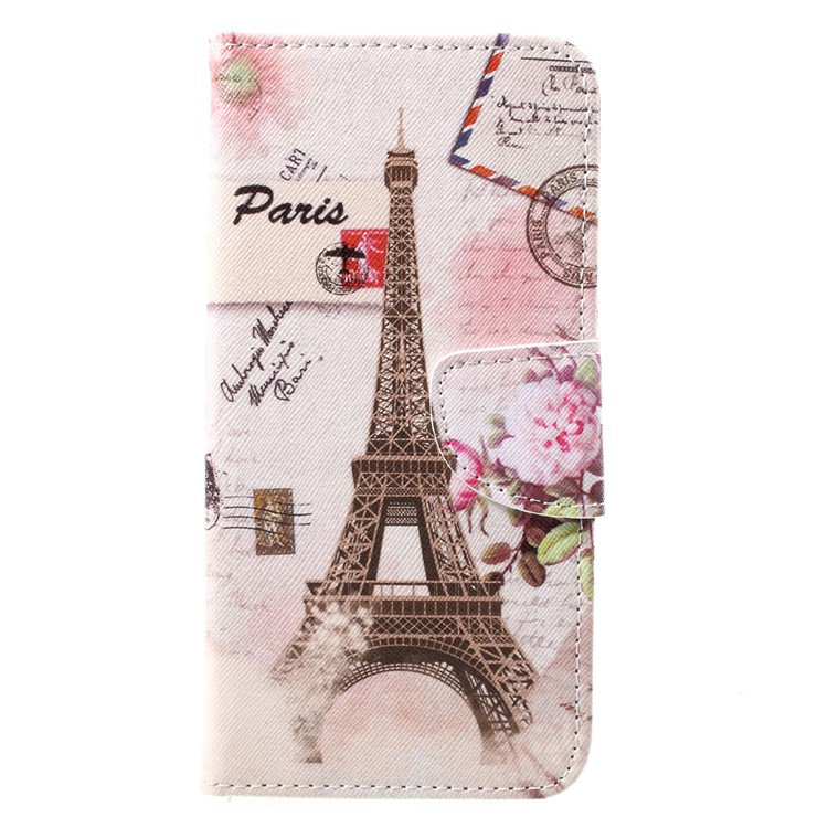 Pattern Printing Wallet Leather Cover for Huawei Y7 (2017) - Eiffel Tower-1