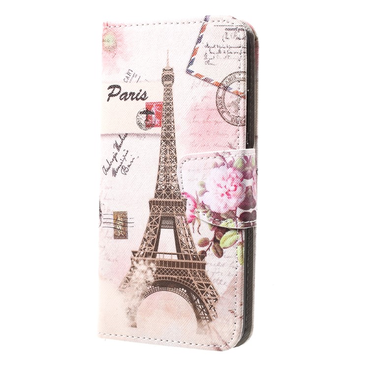 Pattern Printing Wallet Leather Cover for Huawei Y7 (2017) - Eiffel Tower-3