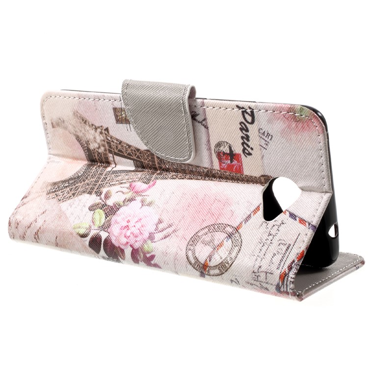 Pattern Printing Wallet Leather Cover for Huawei Y7 (2017) - Eiffel Tower-4