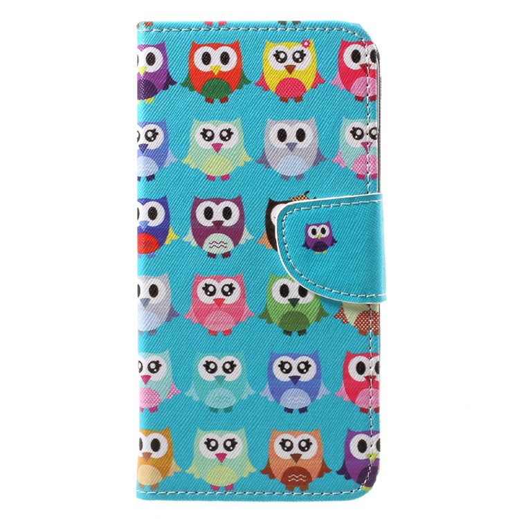 Pattern Printing Wallet Leather Shell for Huawei Y7 (2017) - Cute Owls-1