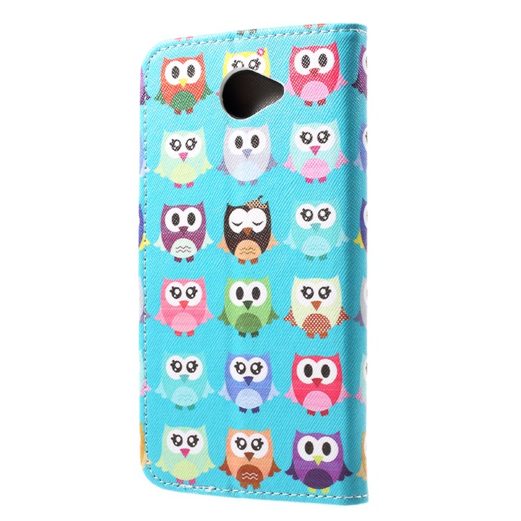 Pattern Printing Wallet Leather Shell for Huawei Y7 (2017) - Cute Owls-2