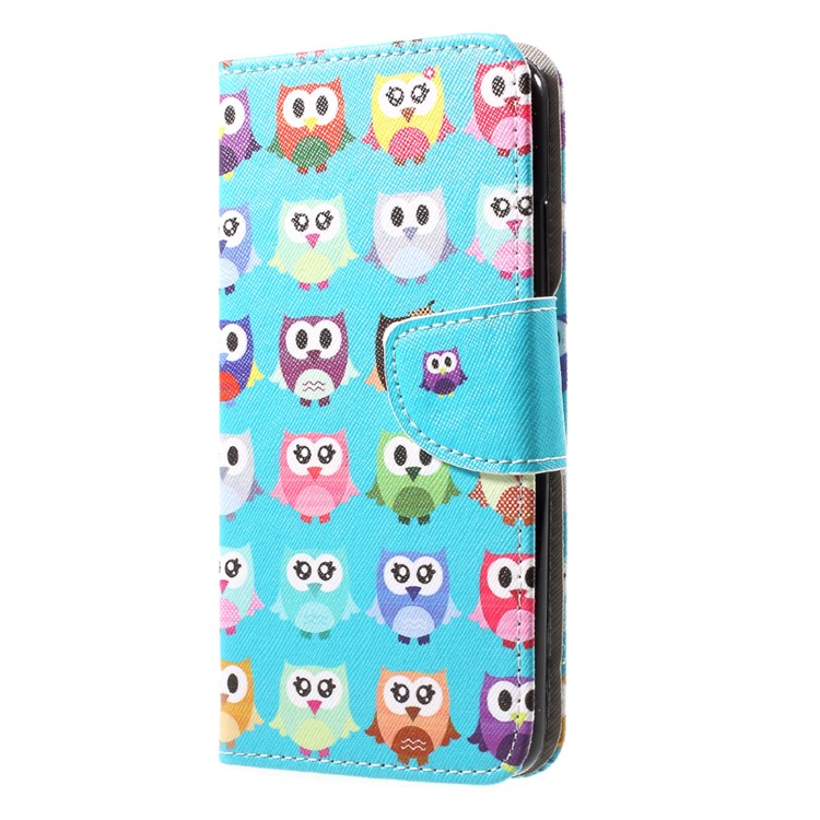 Pattern Printing Wallet Leather Shell for Huawei Y7 (2017) - Cute Owls-3