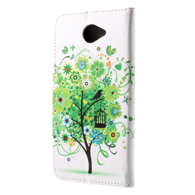 Patterned Stand Leather Phone Case for Huawei Y7 (2017) - Green Flower Tree-2