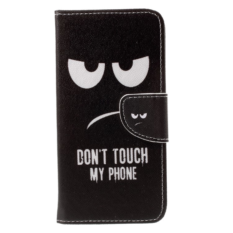 Patterned Leather Phone Cover for Huawei Y7 (2017) - Do Not Touch My Phone and Angry Face-1