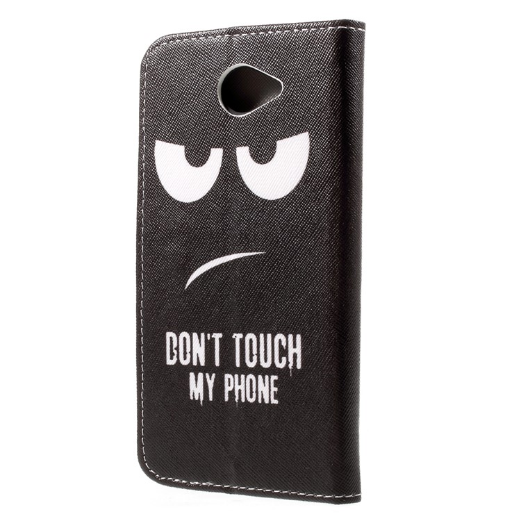Patterned Leather Phone Cover for Huawei Y7 (2017) - Do Not Touch My Phone and Angry Face-2