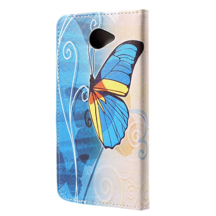 Pattern Printing Leather Mobile Case for Huawei Y7 (2017) - Blue Butterfly-2