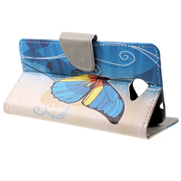 Pattern Printing Leather Mobile Case for Huawei Y7 (2017) - Blue Butterfly-4