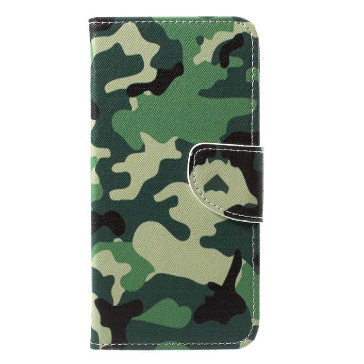 Pattern Printing Wallet Leather Mobile Cover for Huawei Y7 (2017) - Camouflage-1