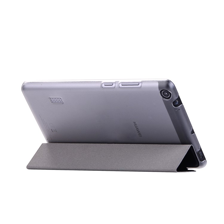Silk Texture Tri-fold Stand Leather Flip Casing for Huawei MediaPad T3 7.0 - Black-4