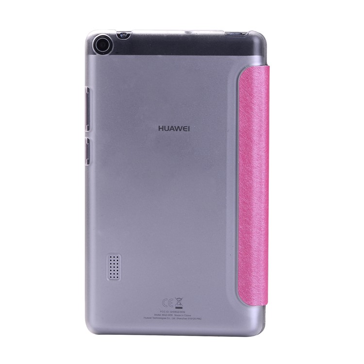 Silk Texture Tri-fold Stand Leather Flip Shell for Huawei MediaPad T3 7.0 - Rose-3
