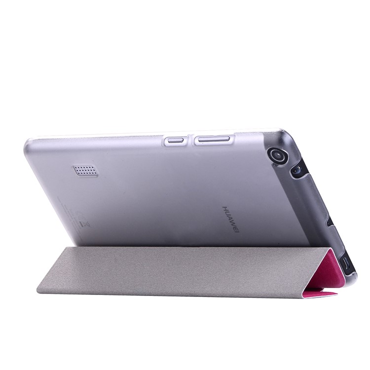 Silk Texture Tri-fold Stand Leather Flip Shell for Huawei MediaPad T3 7.0 - Rose-4
