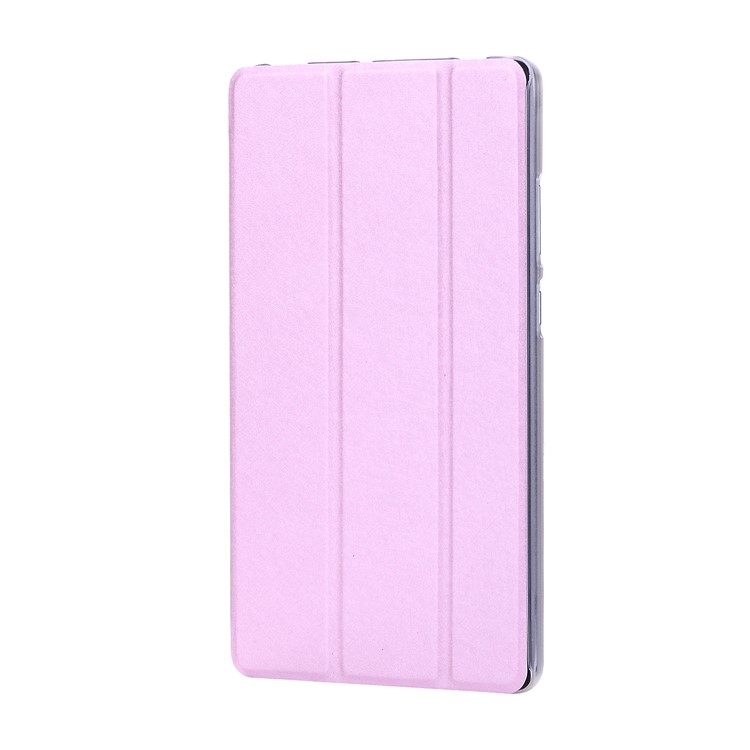 For Huawei MediaPad T3 7.0 Silk Texture Tri-fold Stand Leather Flip Cover - Pink-2