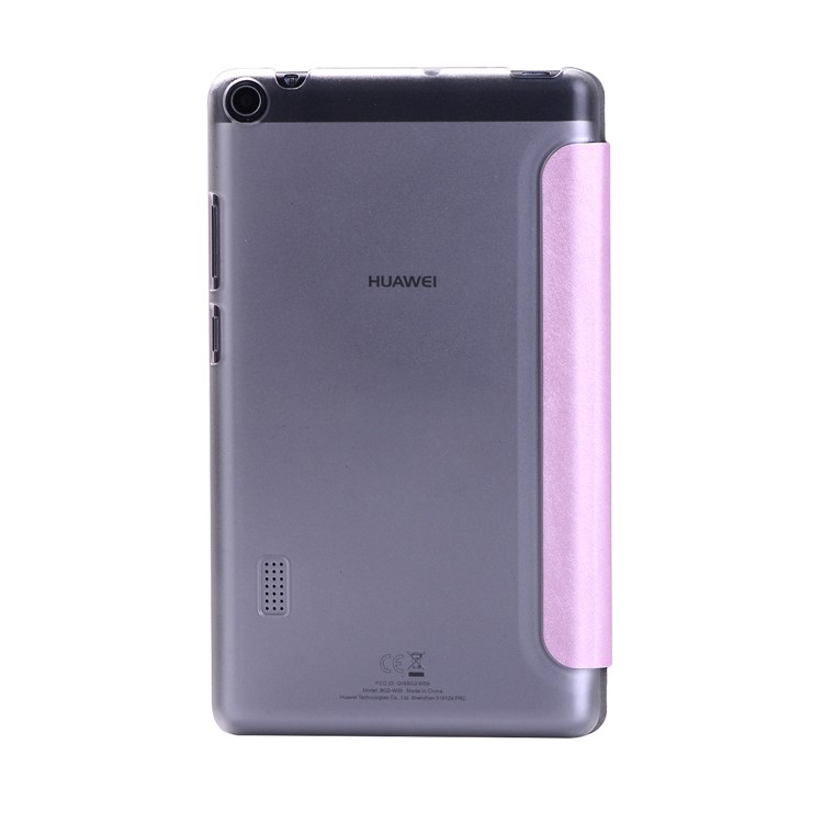 For Huawei MediaPad T3 7.0 Silk Texture Tri-fold Stand Leather Flip Cover - Pink-3