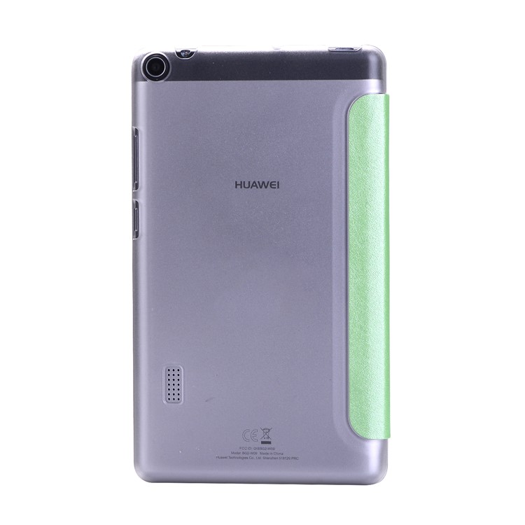 For Huawei MediaPad T3 7.0 Silk Texture Tri-fold Stand Leather Flip Shell - Green-3