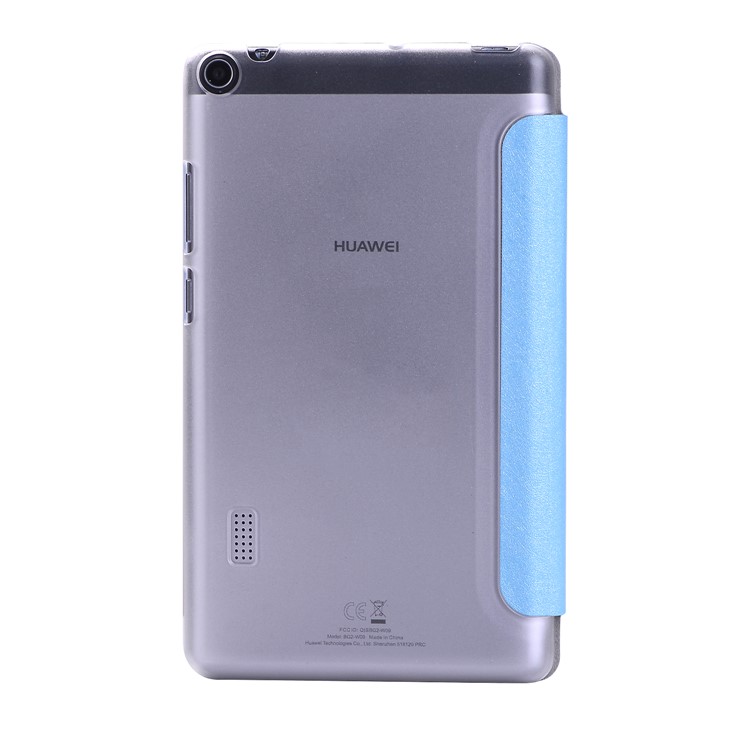 For Huawei MediaPad T3 7.0 Silk Texture Tri-fold Stand Leather Flip Case - Baby Blue-3