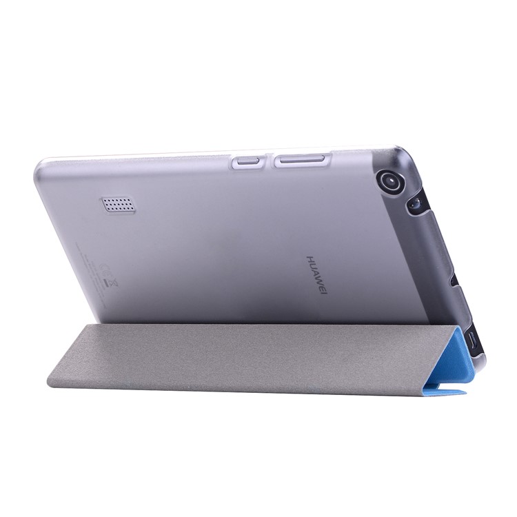 For Huawei MediaPad T3 7.0 Silk Texture Tri-fold Stand Leather Flip Case - Baby Blue-4