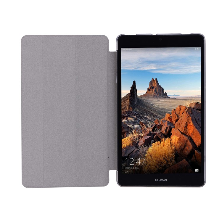 For Huawei MediaPad T3 7.0 Silk Texture Tri-fold Stand Leather Flip Case - Baby Blue-5