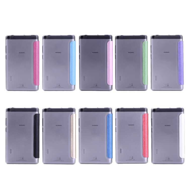 For Huawei MediaPad T3 7.0 Silk Texture Tri-fold Stand Leather Flip Case - Baby Blue-6