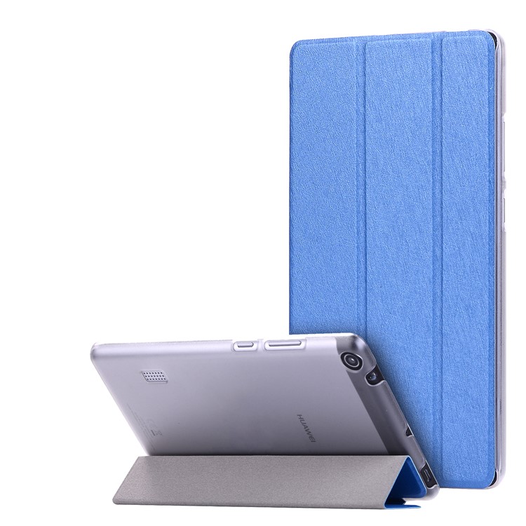 Silk Texture Stand Leather Flip Cover for Huawei MediaPad T3 7.0 - Dark Blue-1