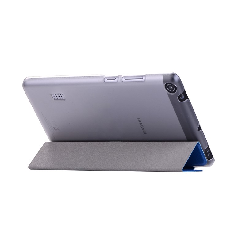 Silk Texture Stand Leather Flip Cover for Huawei MediaPad T3 7.0 - Dark Blue-4