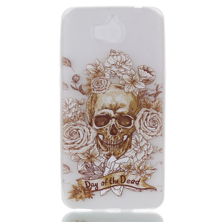 Luminous Patterned TPU Flexible Shell for Huawei Y5 (2017) / Y6 (2017) - Skull and Flowers-2